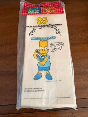 Vintage New Old Stock The Simpsons Bart Printed White Lunch Bags - Pack of 25